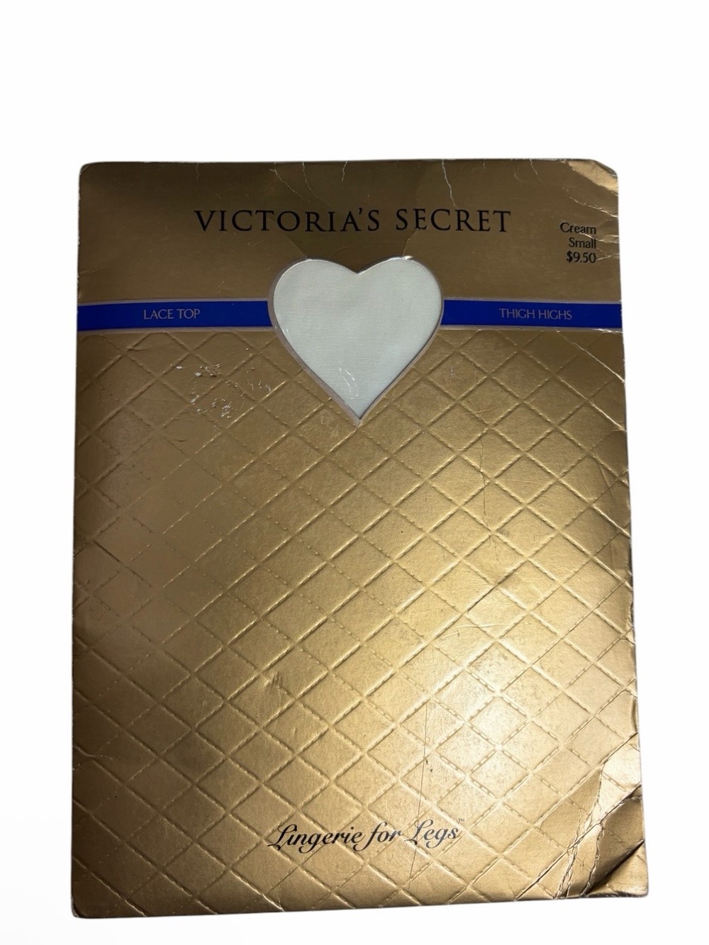 Y2K Victoria’s Secret cream nylon lace top thigh high stockings size S